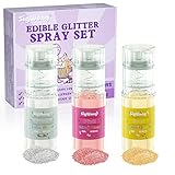 Essbarer Glitzer Set, Glitzer Essbar in Sprühflasche Gold, Silber, Pink...