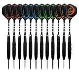 KOHMUI Dartpfeile, 12 Stück Steel Darts Pfeile Set, 23 Gramm Profi Steeldarts mit...