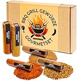 Premium Grillgewürzset, 5 BBQ Gourmet Gewürze mit Rezeptideen in hochwertigem...