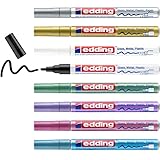 edding 751 Glanzlackmarker Set - schwarz weiß gold silber blau grün violett pink...