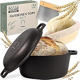 Chefarone® Gusseisen Topf Brot Backen Mit Deckel 4.6L - Brottopf 26CM - Robuster...