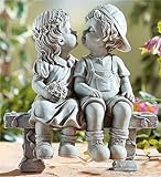 Elena First Kiss Outdoor Statue Dekorative Blumenbeet Dekor Junge und Mädchen...