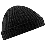 Beechfield Unisex Retro Trawler Winter Beanie Hat Baseballkappe, Schwarz, Einheitsgröße