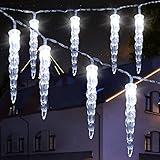 80 LED Lichterkette, LED Eiszapfen wasserfest Lichtervorhang für Innen Außen...