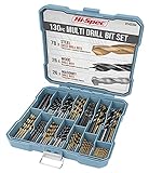 Hi-Spec 130 tlg. Bohrer Bit Set in 8 Größen von 1mm bis 10mm. HSS-Titan-,...