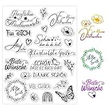 BETESSIN Silikon Stempel Sprüche Deutsch Klare Stempel Glückwunsch Stempelmotive Clear...