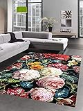 CARPETIA Teppich Wohnzimmer Designerteppich Blumen Herbstblumen Blumenstrauß...