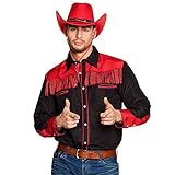 Boland - Herren-Hemd Western, Schwarz-Rot, mit Fransen, Cowboy, Wilder Westen,...