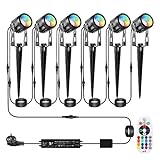 GREEMPIRE Gartenbeleuchtung RGB 6er Set RGB LED Gartenstrahler mit Erdspieß RGB...