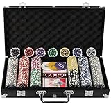 display4top Pokerkoffer 300 Chips Laser Pokerchips Poker 12 Gramm, 2 Karten, Händler,...