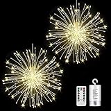 FOOING Led Lichter Feuerwerk 2 PACK 120LED Lichterkette Feuerwerk 8 Modi Haengend...