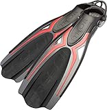 Cressi Thor EBS Fins Professionelle Tauchflossen mit EBS-Armband, XS/S, Schwarz/Silber/Rot