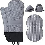 Ofenhandschuh Topflappen Silikon Set: Topfhandschuhe Hitzebeständig Backofen...