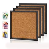 Biwwubik Bulletin Board 4 Packs Corkboards Schwarz Gerahmte Korkfliesen Square Pin Board...