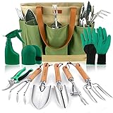 YAUNGEL Gartenwerkzeug Set, 10 Stück Schwerlast Edelstahl Gartenarbeit Kit mit Non-Slip...