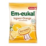 Em-eukal Ingwer-Orange Hustenbonbon zuckerfrei 75g – Aromatischer Ingwer und...