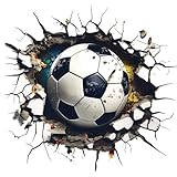 aupawdy 3D Fussball Wandtattoo, Fußball Wandtattoo Selbstklebende Durchbruch Poster Junge...