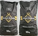 QUEBRACHO Premium-Grillkohle in Steakhausqualität, 2x10kg+20, Schwarz