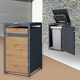 ML-Design Mülltonnenbox für 1 Tonne, 240L, 68x80x116,3 cm, Anthrazit-Eichenoptik, Stahl,...