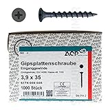 ACP Schnellbauschrauben Grobgewinde 3,9 x 35 mm - 1000 Stück, PH 2, Gipsplattenschraube...