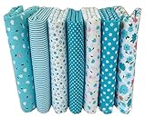 Egurs Blauer See 7Pcs Baumwollstoff Patchwork Stoffe DIY Gewebe Quadrate Baumwolltuch...