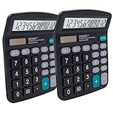 2 Packung Taschenrechner,Tischrechner mit 12-Stelligem Großem LCD-Display und sensibler...