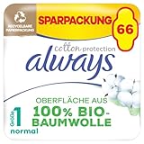 Always Ultra Binden Damen Gr. 1, Cotton Protection Normal, 66 Damenbinden mit Flügeln (3...