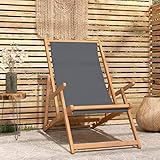 vidaXL Strandstuhl Klappbar Massivholz Teak Grau