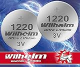 2 x CR1220 WILHELM Lithium Knopfzelle 3V 40mAh ø12x2,0mm Batterie DL1220