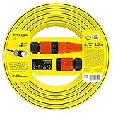 Cellfast Set Gartenschlauch YELLOW, Leicht, Strapazierfähig, 4-lagig, Regner, UV und...