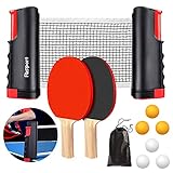 FBSPORT Tischtennis Set Profi, 2 Tischtennisschläger + Einziehbarem Netz + 6...