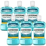 LISTERINE Cool Mint (6 x 600 ml), antibakterielle Mundspülung mit ätherischen...