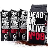 DEAD OR ALIVE Espresso gemahlen No8 - Starker Moka Kaffee gemahlen 4x250g -...