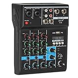 Cusstally Professioneller Audio-Mixer mit 4 Kanälen, Bluetooth, mit Reverb-Effekt für...