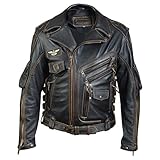 Vicenzia Echtes Lederjacke Herren - HD Schwergewichts Motorradjacke Bikerjacke mit vielen...