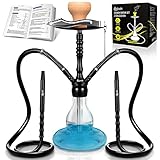 Cookah Shisha Set mit 2 Schlauche + 2 Anschlüssen + 2 Mundstück, Alu...