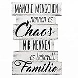 Bada Bing Holz Planken Schild Familie Chaos schwarz weiß 29 x 20 cm Wandschild...