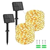 aifulo Solar Lichterkette Außen, 2x10M 100 LED Lichterkette Aussen mit 8 Modi und...