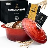 Gusseisen Topf 26 cm 4,7 L emailliert - Schmortopf mit Deckel Induktion - Gusseisen...