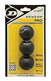 Dunlop Squashbälle Pro doppelGelb, 3 Stück im Blister, Offizieller...