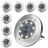 SWANEW 8x Solar Bodenleuchte 8 LEDs Solar Gartenleuchten, Solar Bodenleuchten...