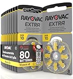 80 Hörgerätebatterien Rayovac Extra 10. - 10 Blister à 8 Batterien