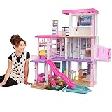 Barbie Dream House (114 cm), 3-stöckiges Puppenhaus mit Barbie-Pool, Rutsche,...