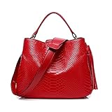 BWCKMTSC CUKYI Damen-Handtaschen, Rindsleder, Schultertasche, modisch, Krokodilmuster,...