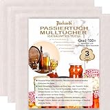 Grade 100+ PACKARDI Passiertuch 3 Stück ca. 50x50 cm je Käsetuch, Cheesecloth Filtertuch...