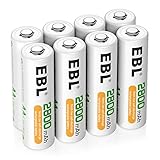 EBL AA Akku 2800mAh 8 Stück - Mignon AA wiederaufladbare Batterien, Typ NI-MH, geringe...