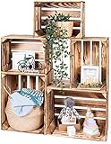 LAUBLUST Vintage Holzkisten 5er Set Geflammt - 50x40x30cm / 40x30x25cm |...