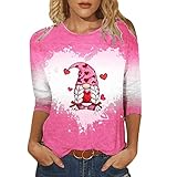 DRALOFAO 3/4 Arm Shirts Damen Pullover Shirt Blumen Mode Tunika Tshirt Damenblusen Damen...