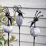 3er Set Gartenstecker lustige Vögel Metall Gartendeko Beetstecker Topfstecker Vogel...