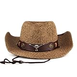 JIAHG Unisex Cowboyhut Strohhut Herren Westernhut Sommerhut Sonnenhut Stroh Panamahut...